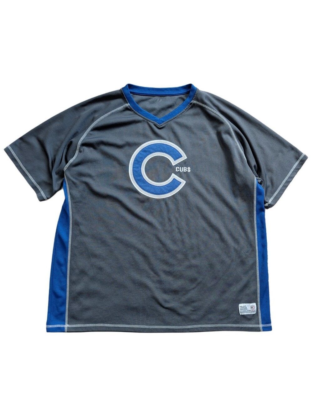 Dynasty Chicago Cubs Mens MLB Grey Royal Blue V-Neck Short Sleeve Shirt Size XL - Picture 1 of 9